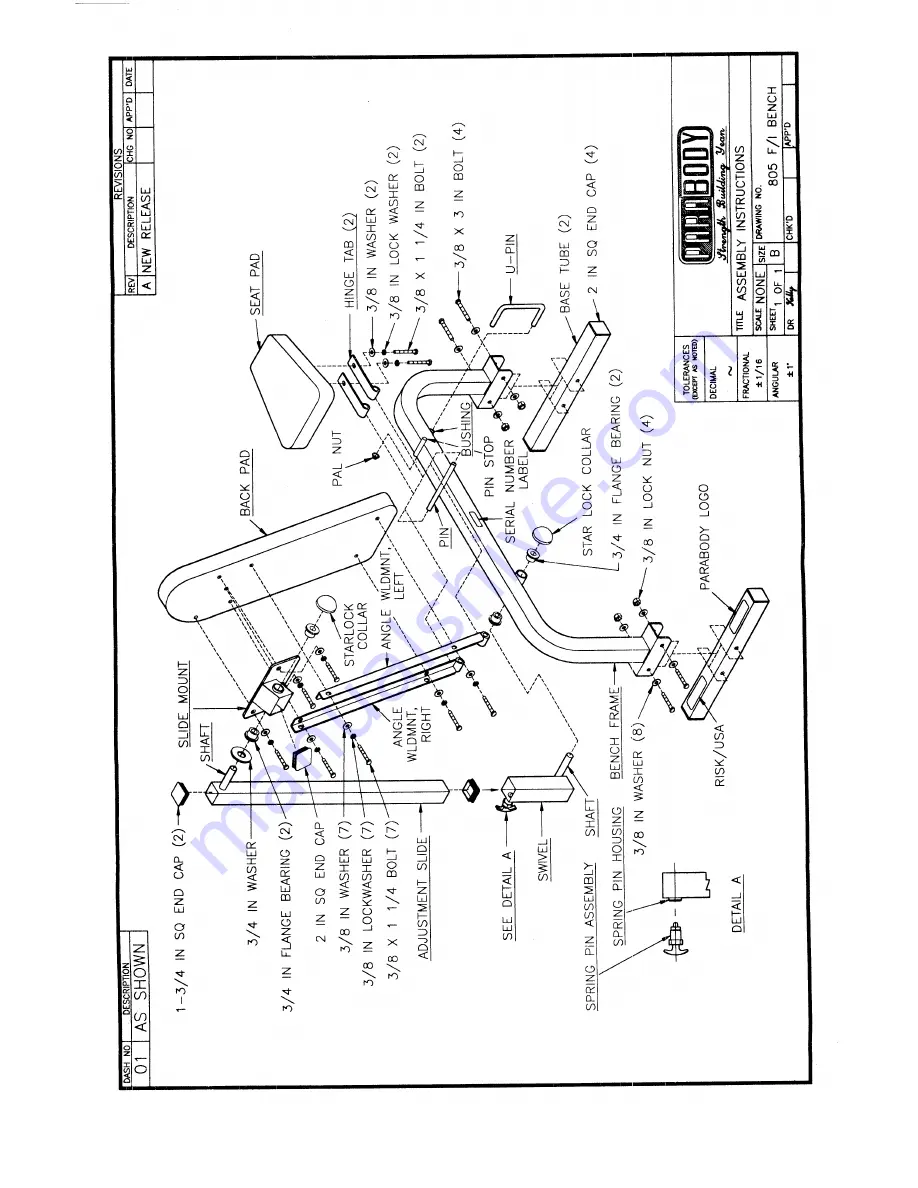 ParaBody Parabody 805 Assembly Instruction Sheet Download Page 3