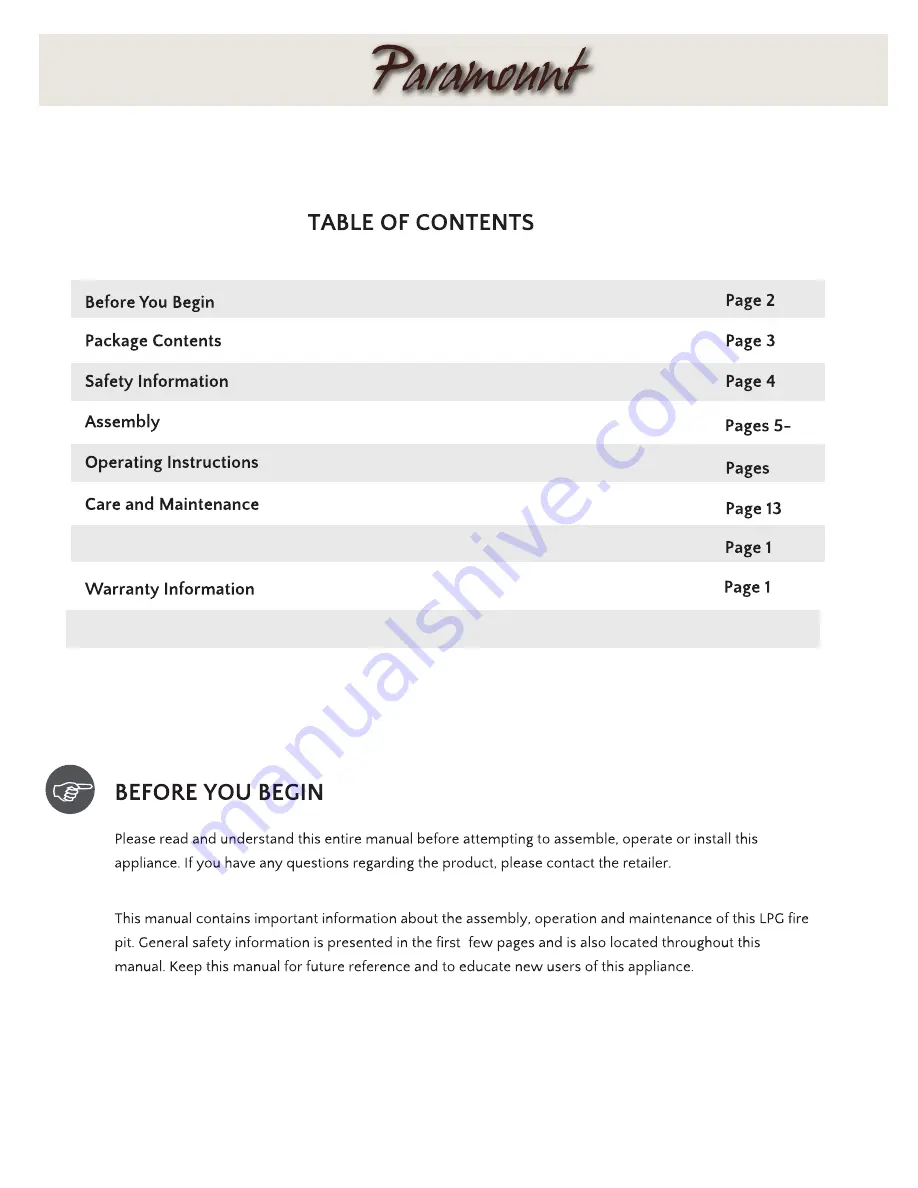 Paramount Fitness 63459 Installation Precautions Download Page 2