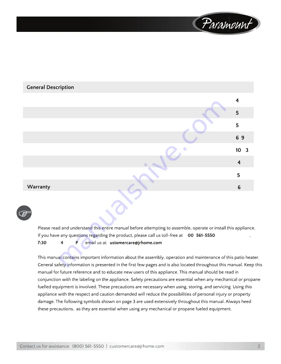 Paramount Fitness PH-S-112-GY Manual Download Page 2