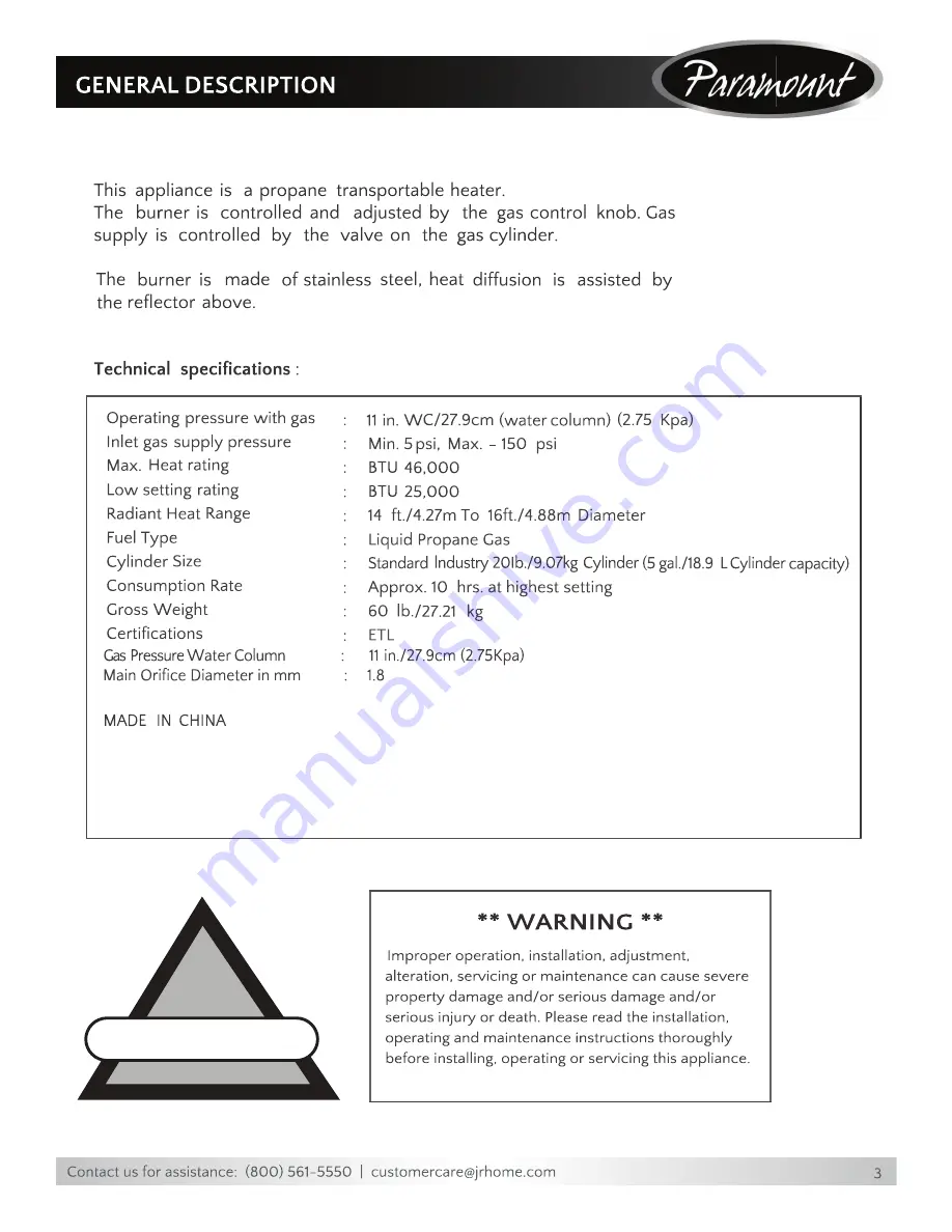 Paramount Fitness PH-S-112-GY Manual Download Page 3