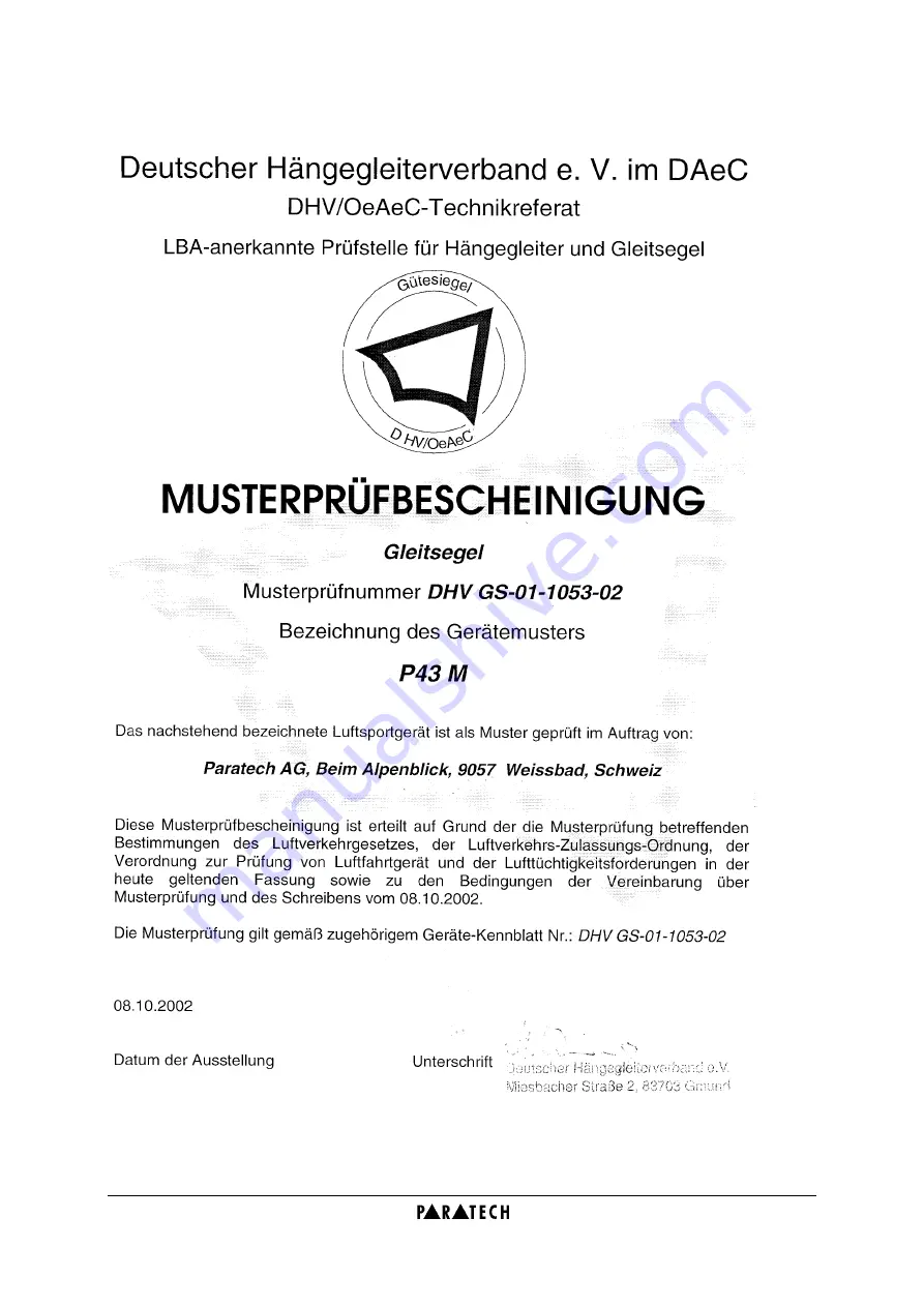 paratech P43 L Manual Download Page 37