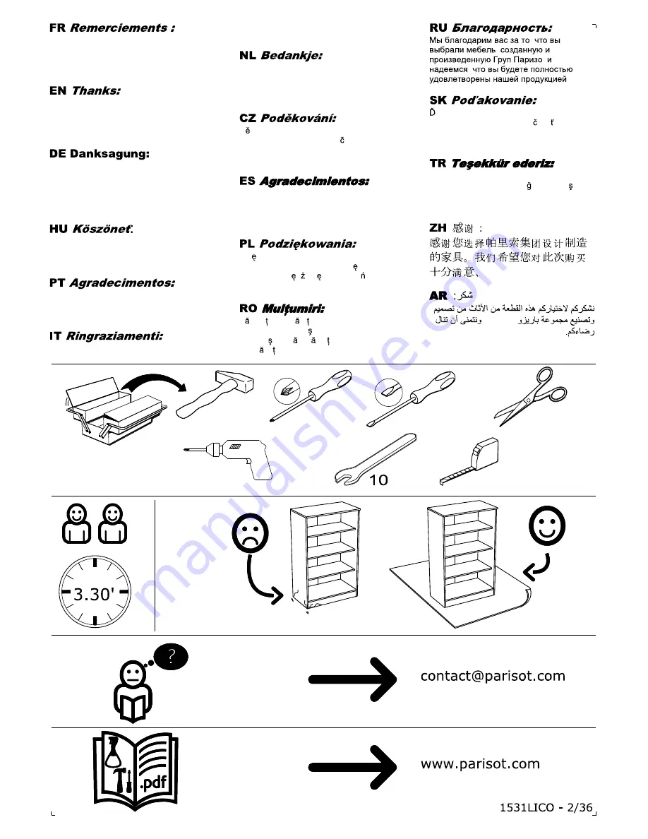 PARISOT 1531LICO Assembly Instructions Manual Download Page 2