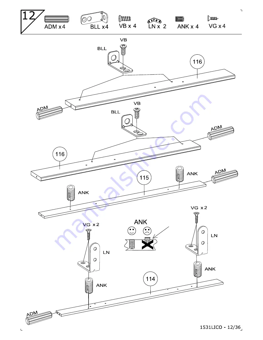 PARISOT 1531LICO Assembly Instructions Manual Download Page 12