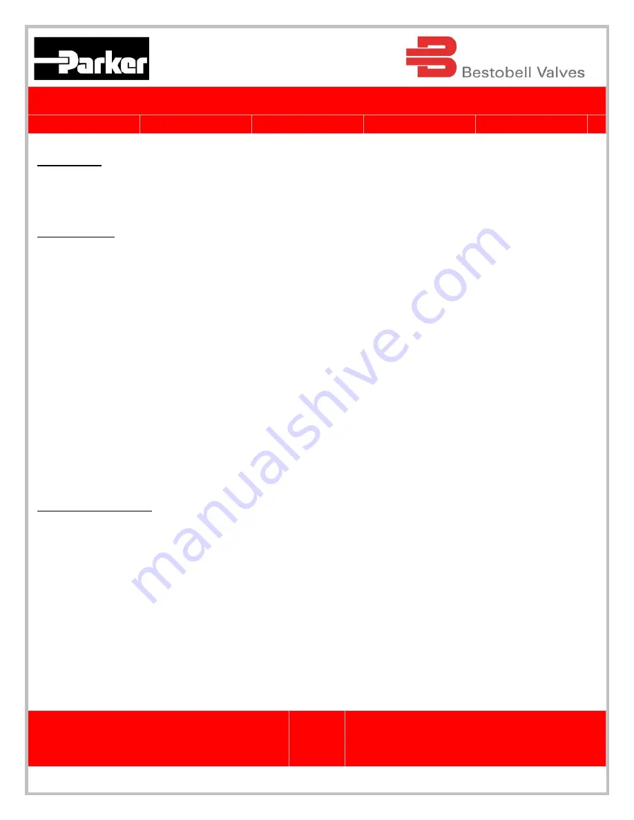 Parker Bestobell Valves IOM 002 Installation, Operation And Maintenance Manual Download Page 8