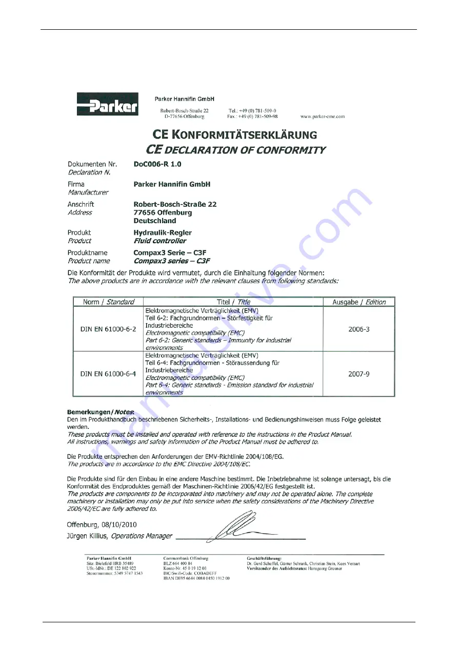 Parker Compax3F Fluid Installation Manual Download Page 11