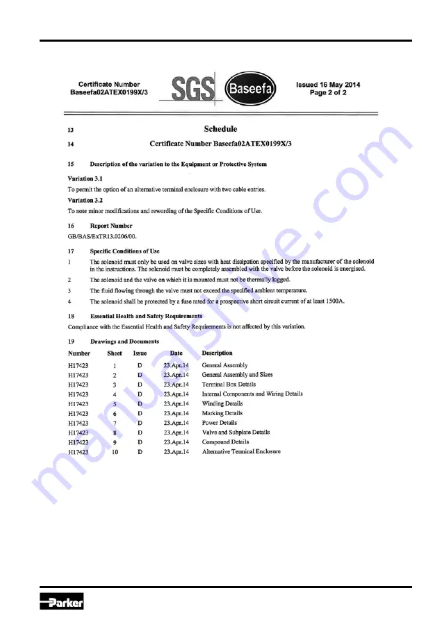 Parker D31FBxEE Series Operating Instructions Manual Download Page 35