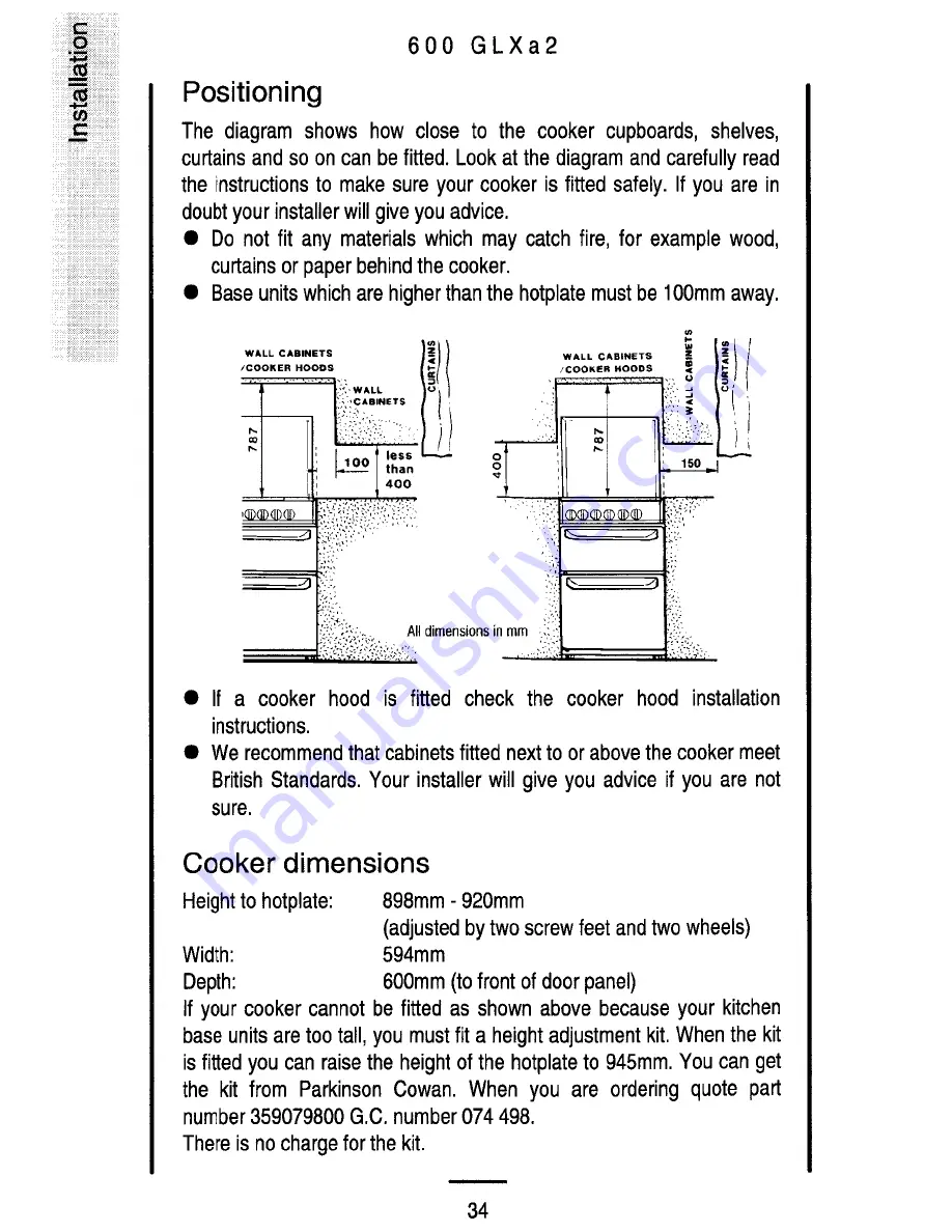 Parkinson Cowan 600 GLXa 2 Owner'S Handbook Manual Download Page 34