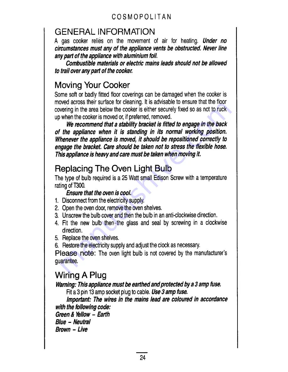 Parkinson Cowan COSMOPOLITAN Instruction Book Download Page 26