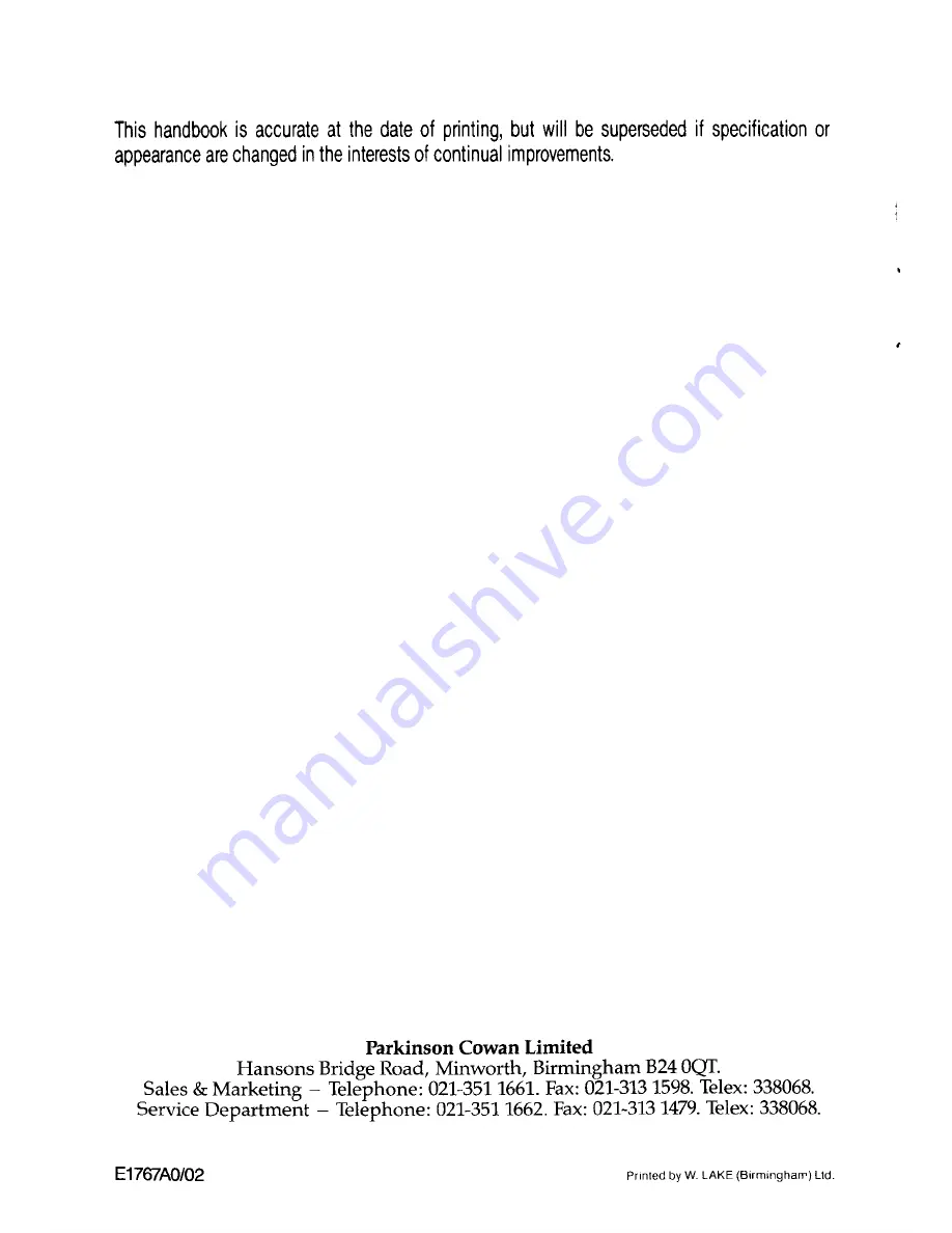 Parkinson Cowan COSMOPOLITAN Instruction Book Download Page 32