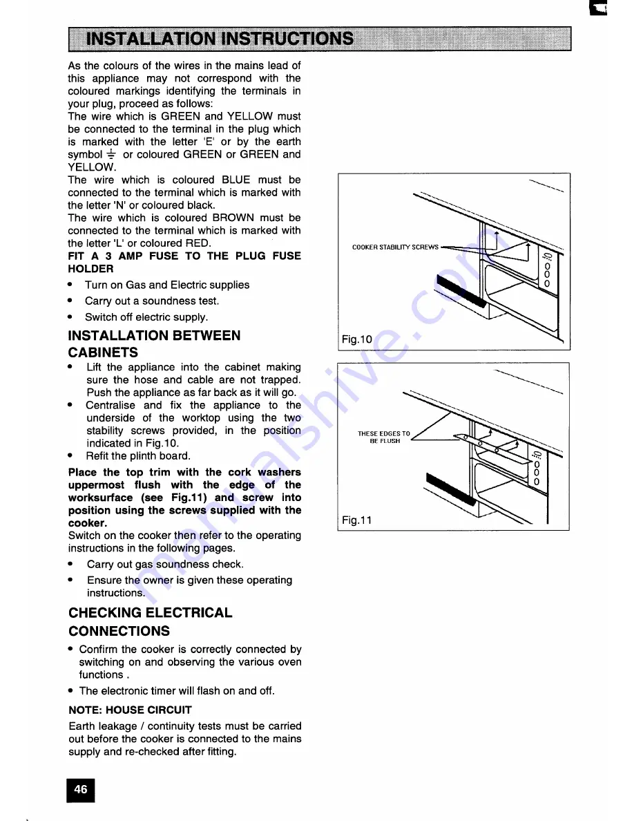 Parkinson Cowan G72 GXa Owners Handbook And Installation Instructions Download Page 46