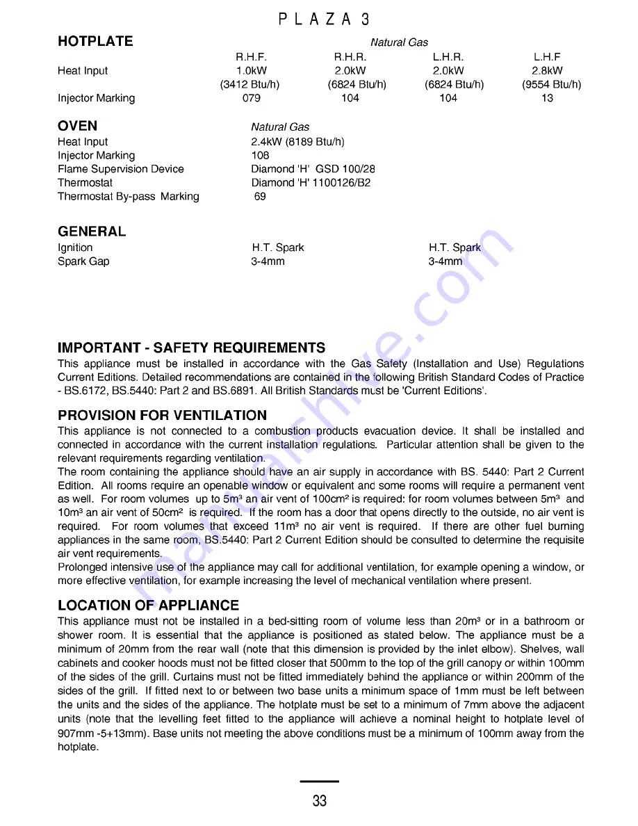 Parkinson Cowan Plaza 3 Owners Handbook And Installation Instructions Download Page 33