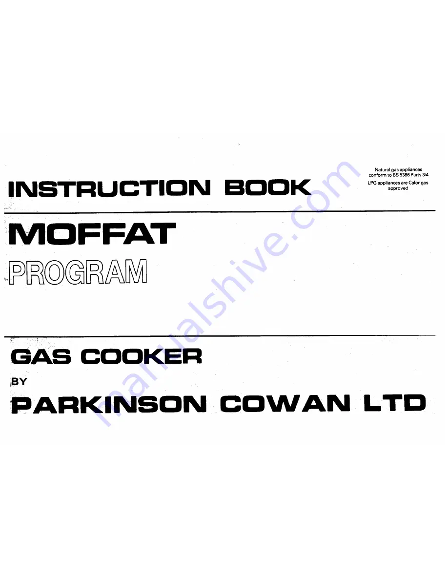 Parkinson Cowan PROGRAM Instruction Book Download Page 1