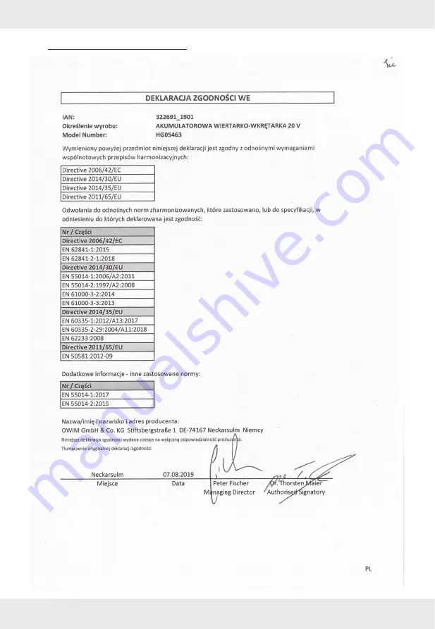 Parkside 322691 1901 Operation And Safety Notes Download Page 95