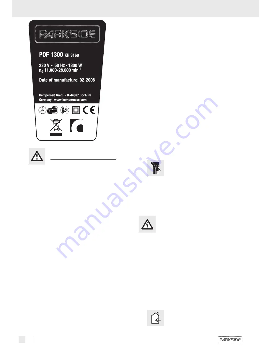 Parkside KH 3169 ROUTER Operation And Safety Notes Download Page 34