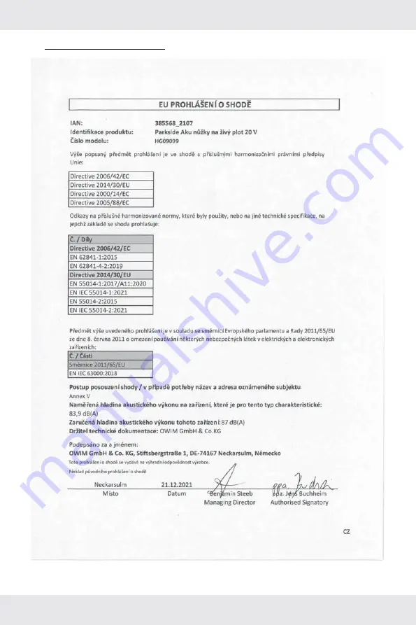 Parkside PHSA 20-Li B2 Operation And Safety Notes Translation Of The Original Instructions Download Page 91