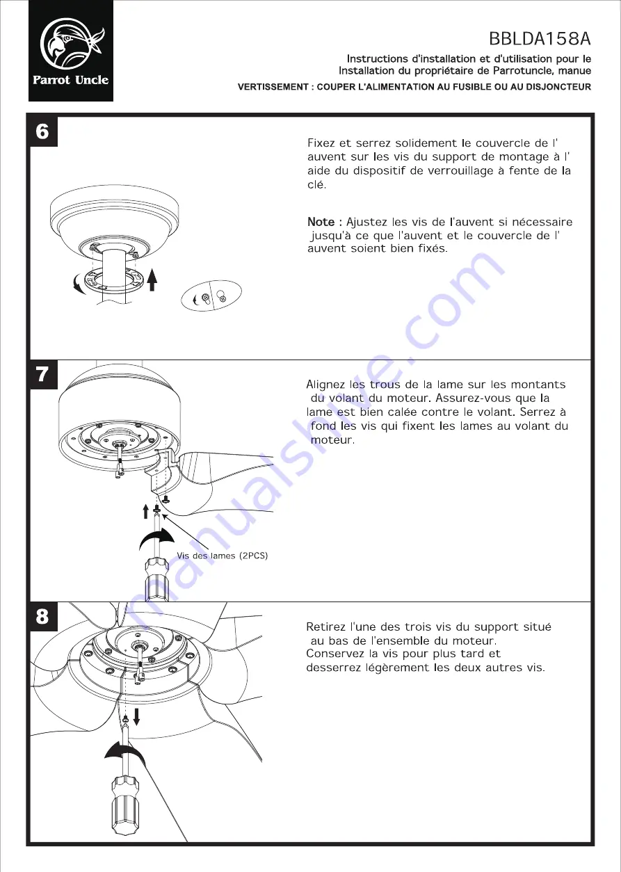 Parrot Uncle BBLDA158A Installation & Operating Instructions Manual Download Page 33