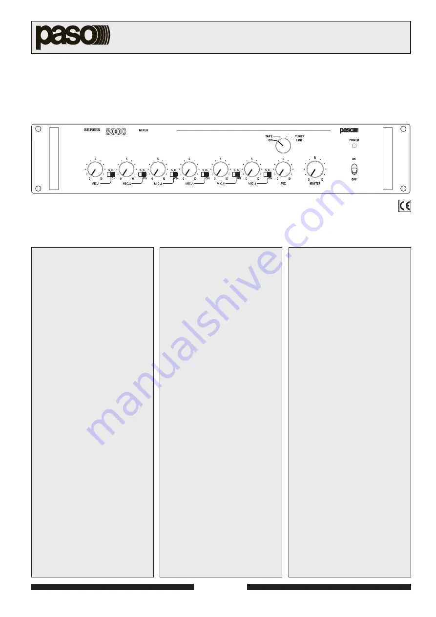 Paso 8000 Series Скачать руководство пользователя страница 1