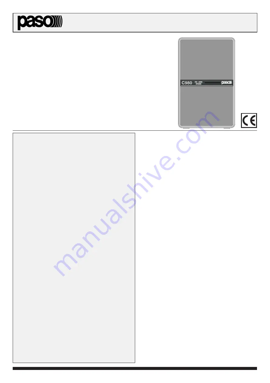 Paso C980 Instructions For Use Manual Download Page 1