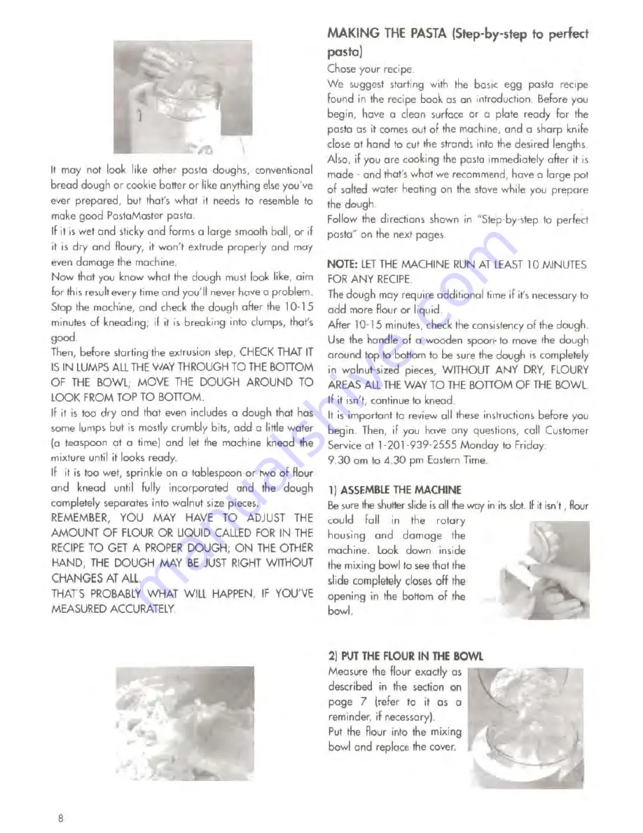 Pastamaster 2200 Instruction And Recipe Book Download Page 8