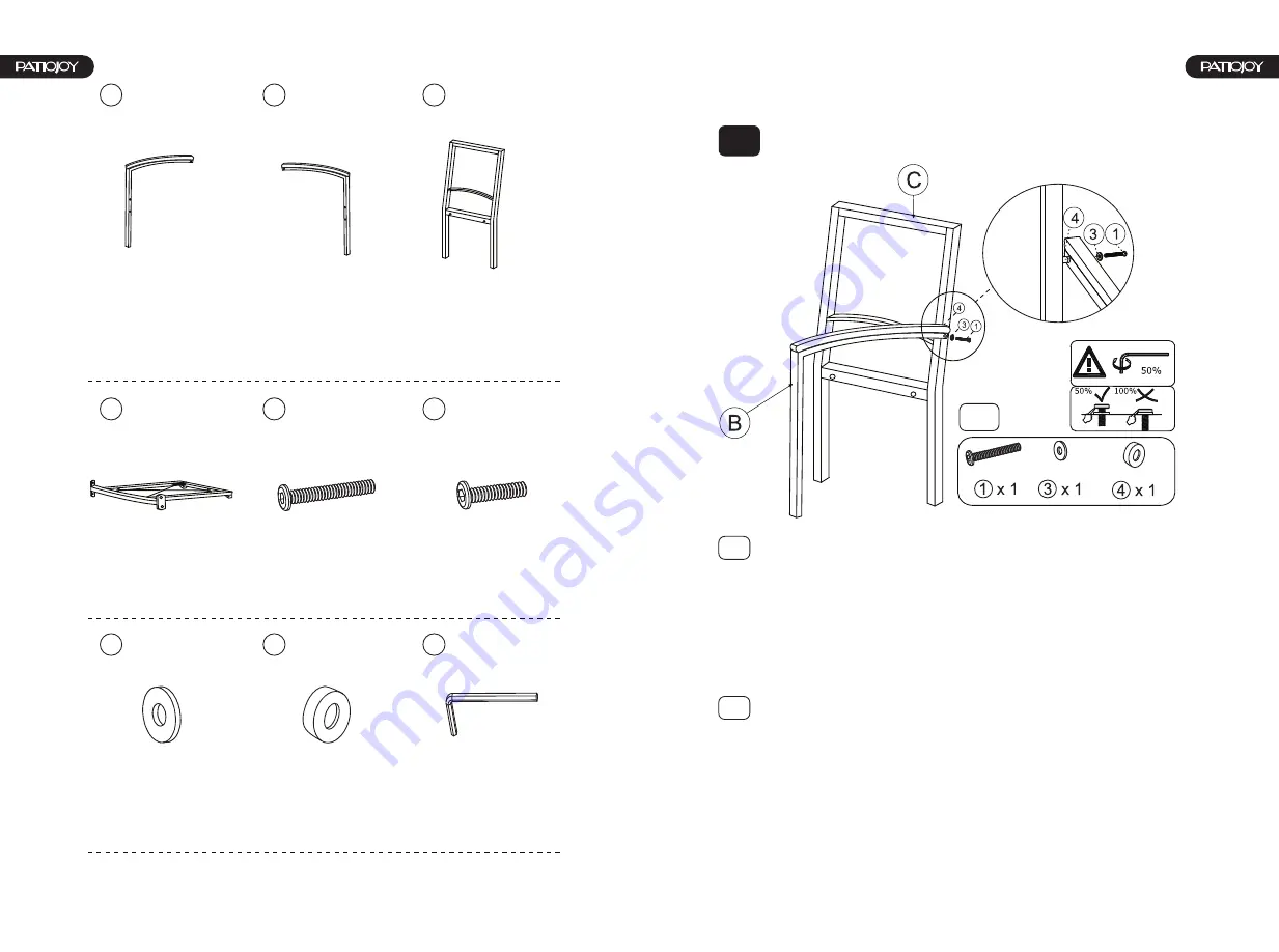 PATIOJOY HW70812-4 Assembly Instructions Download Page 3