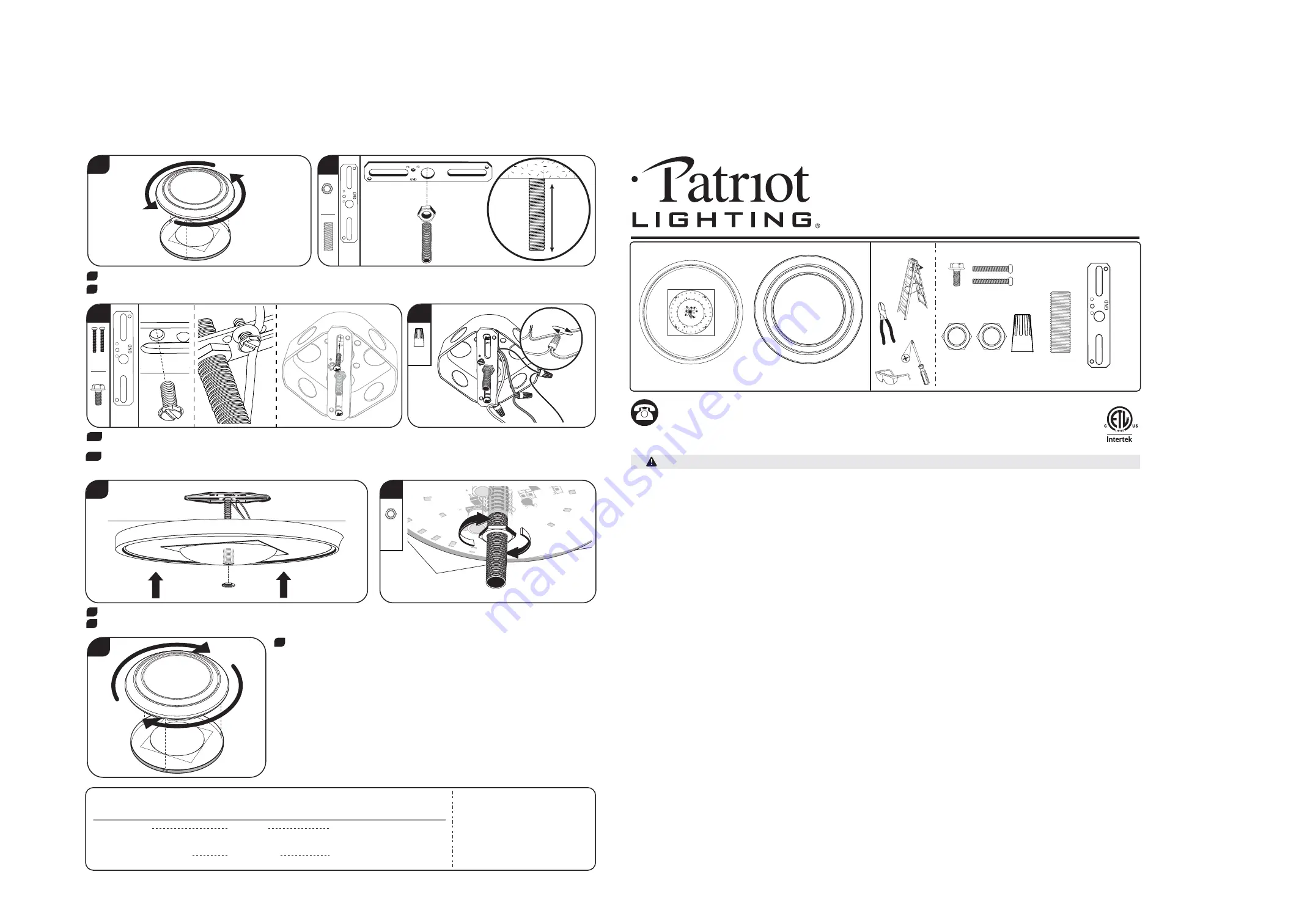 Patriot Lighting LF1129-WH1-16LF0-T Instructions Download Page 2