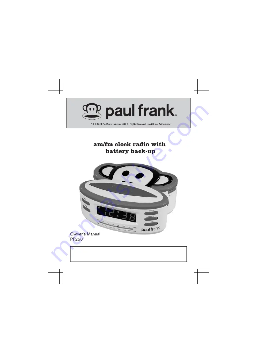 Paul frank PF250 Owner'S Manual Download Page 1