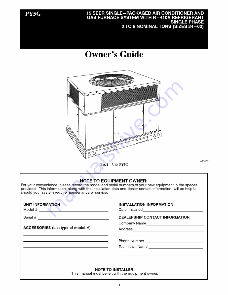 Payne PY5G Owner'S Manual Download Page 25