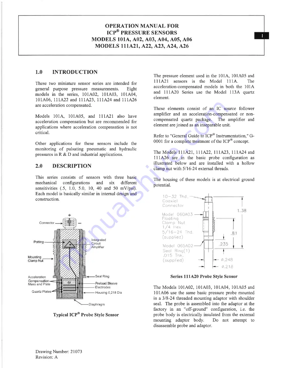 PCB Piezotronics 101A02 Installation And Operating Manual Download Page 6