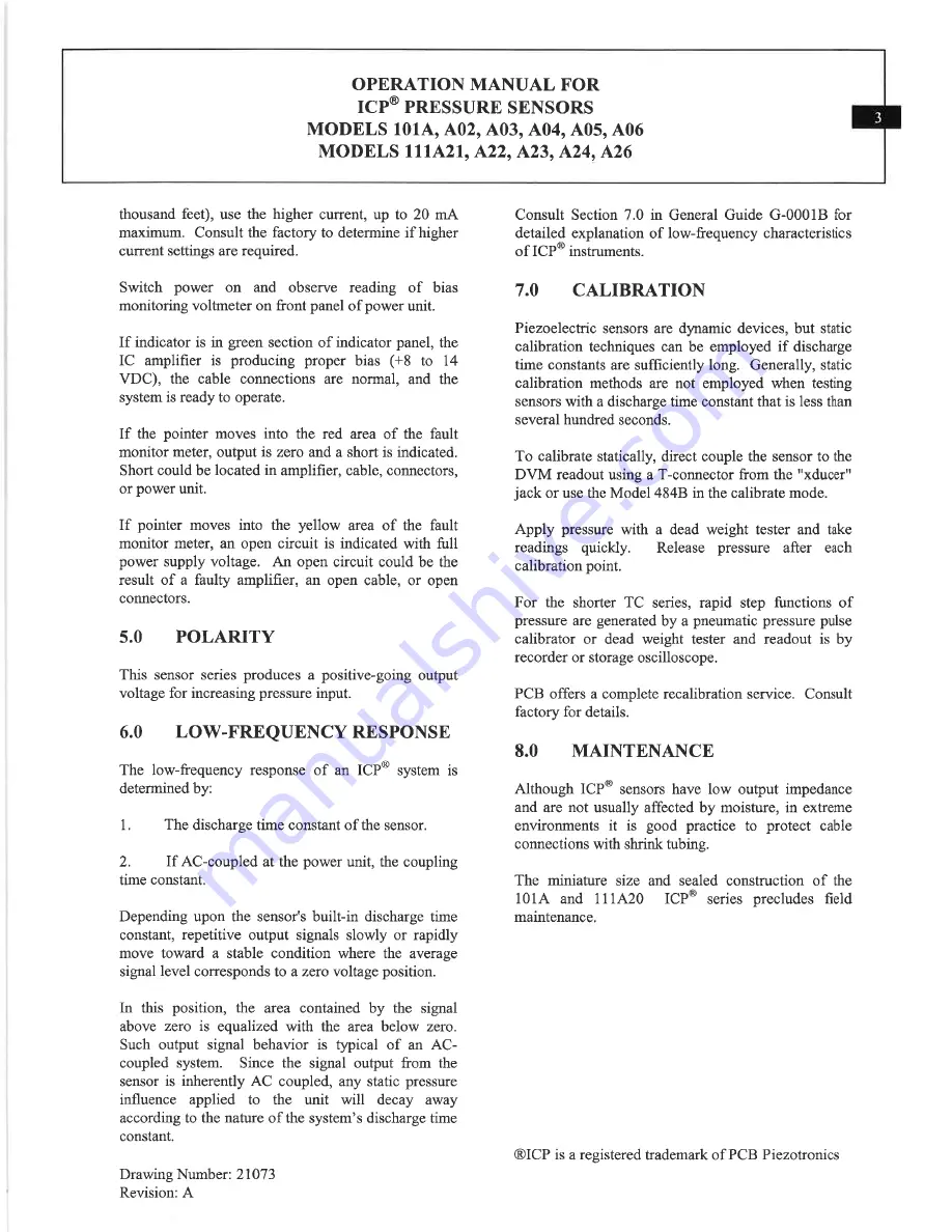 PCB Piezotronics 101A02 Installation And Operating Manual Download Page 8