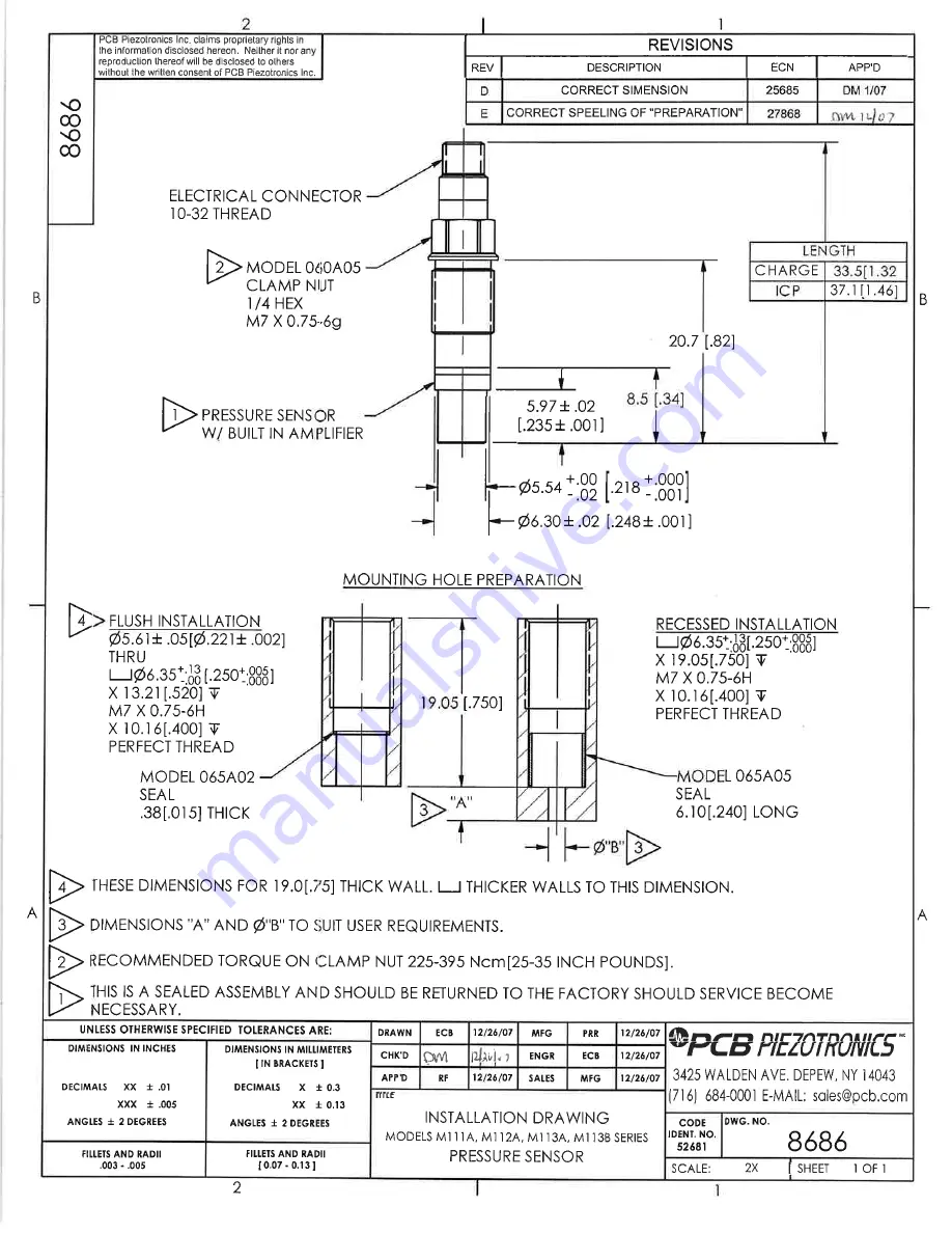 PCB Piezotronics 101A02 Installation And Operating Manual Download Page 11