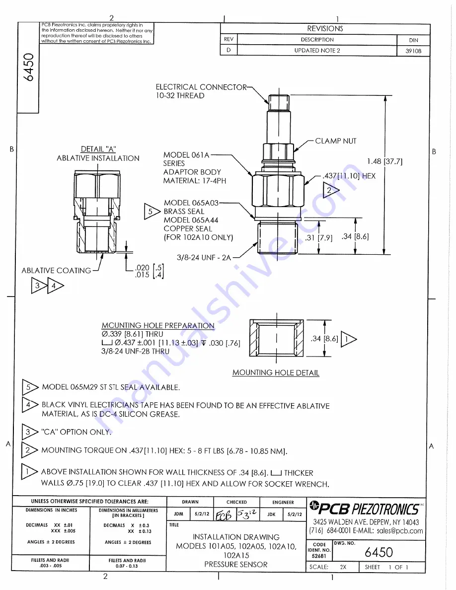 PCB Piezotronics 102A05 Скачать руководство пользователя страница 11