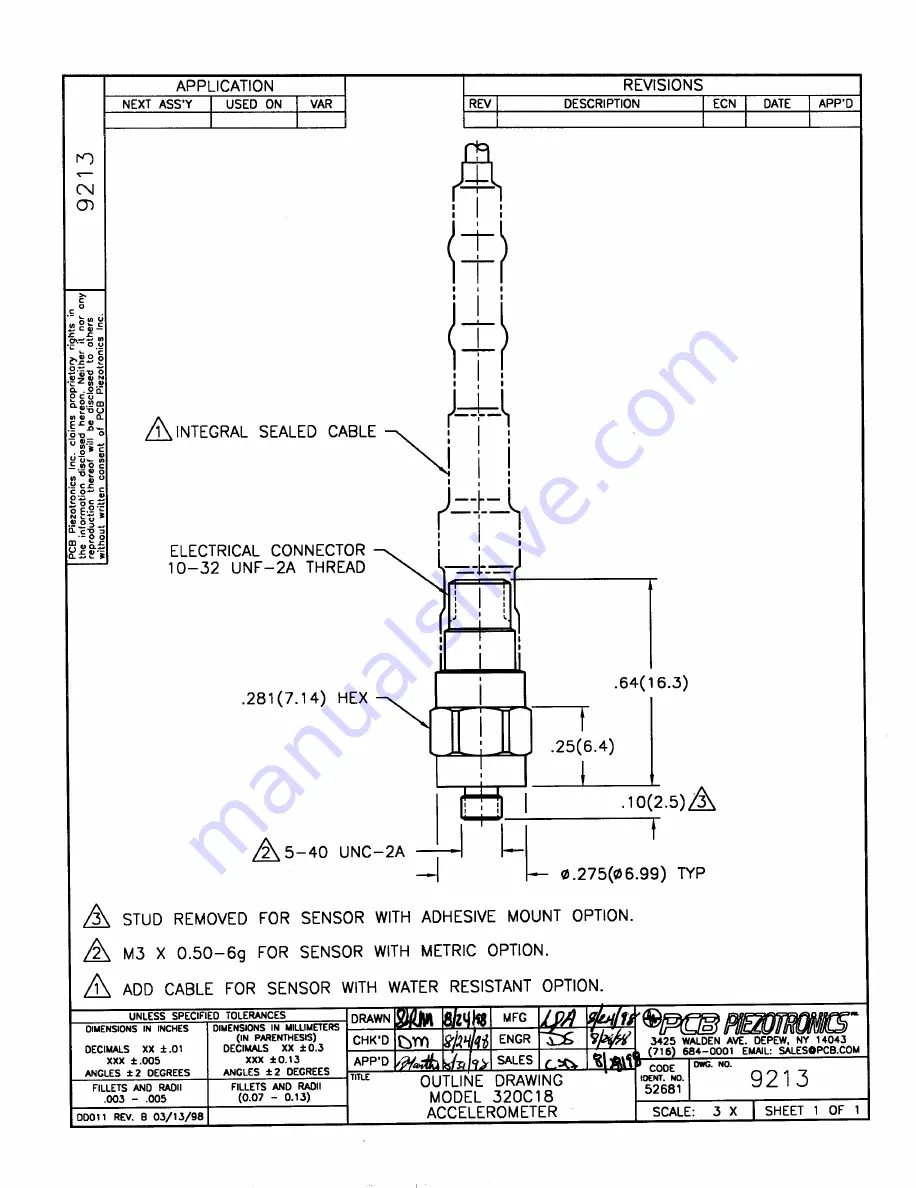 PCB Piezotronics 320C18 Installation And Operating Manual Download Page 14