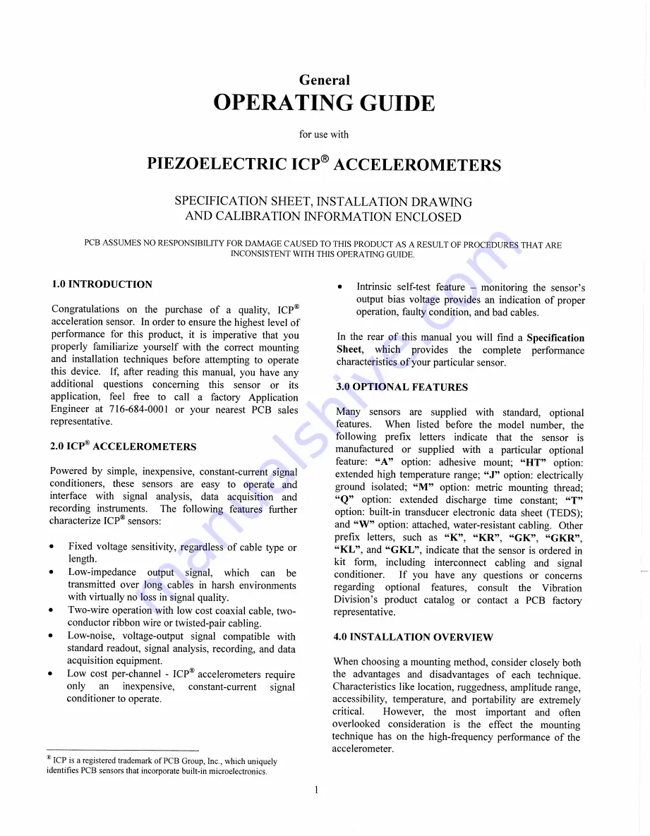 PCB Piezotronics 351B11 Installation And Operating Manual Download Page 4