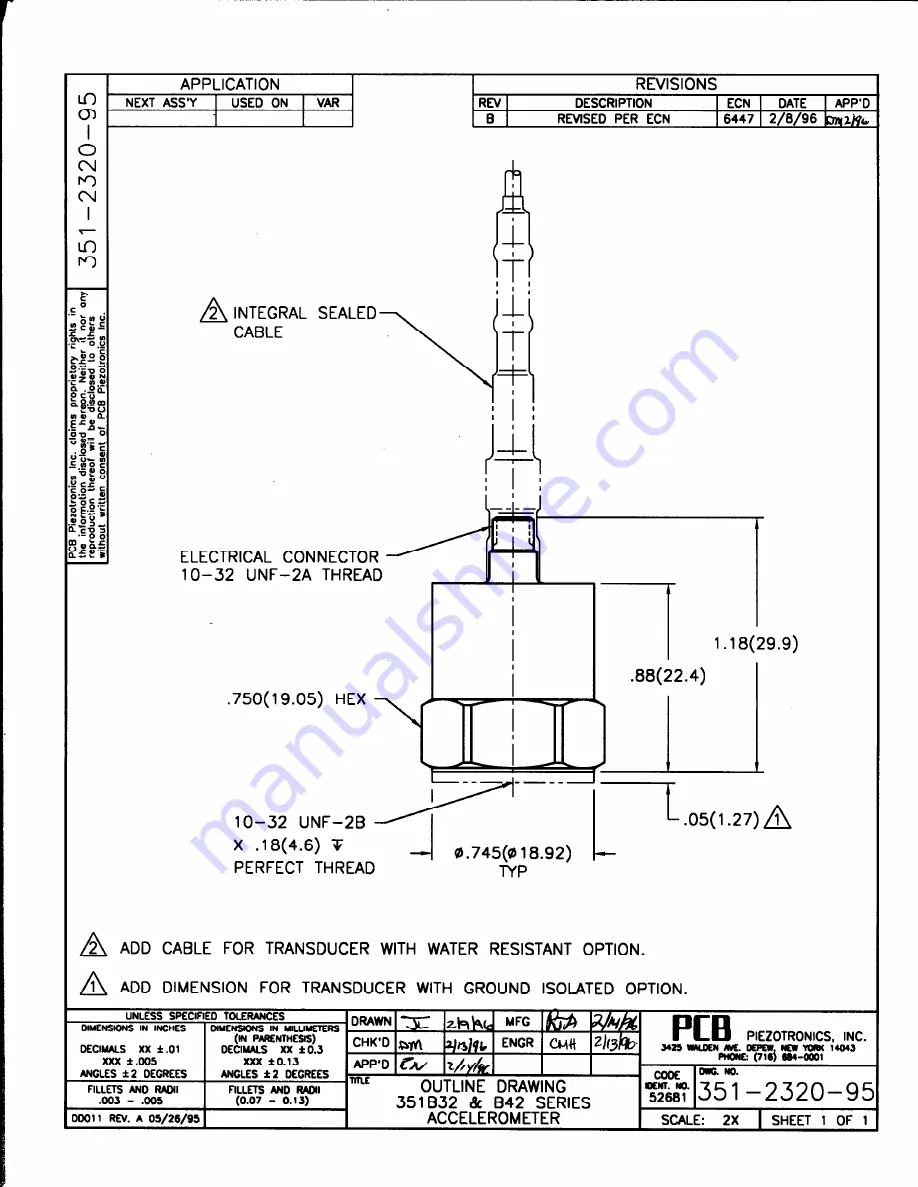 PCB Piezotronics 351B42 Installation And Operating Manual Download Page 14