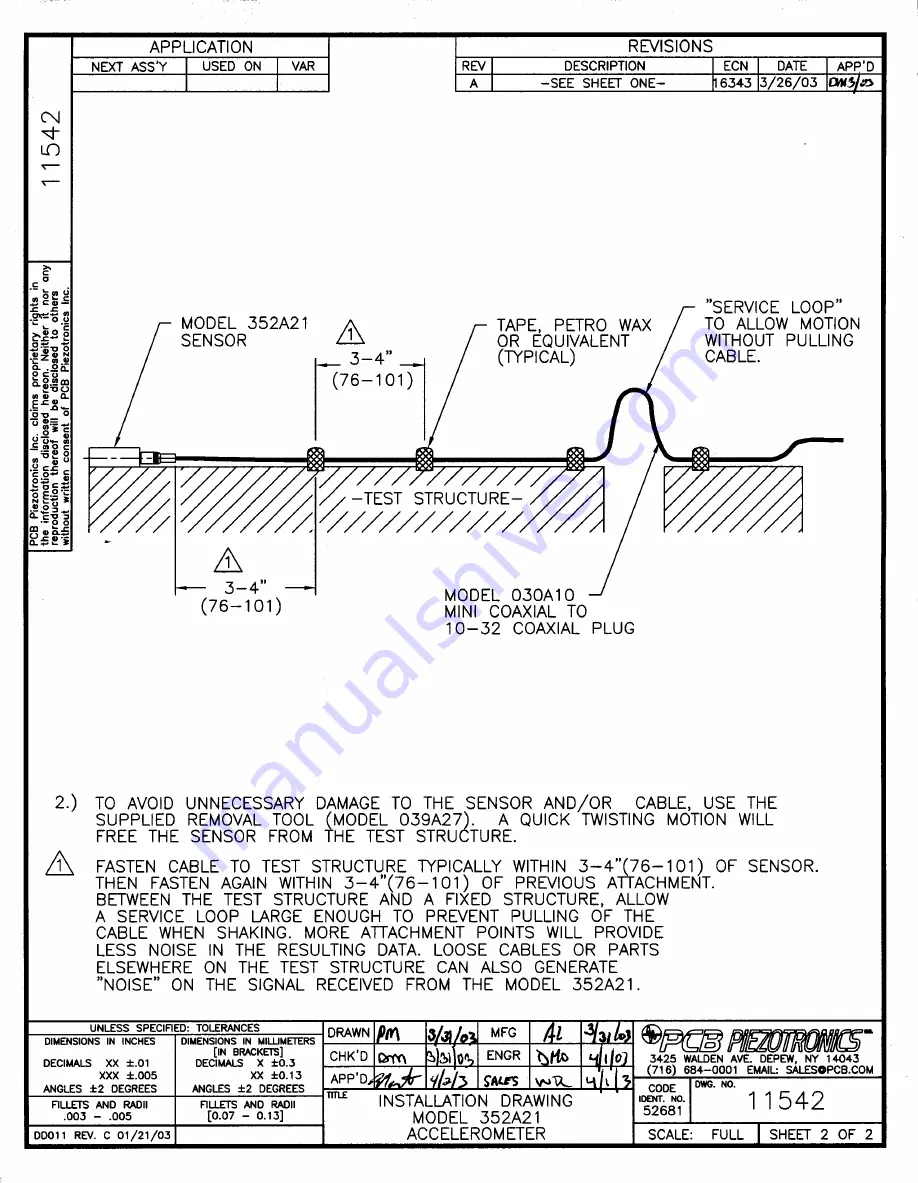 PCB Piezotronics 352A21 Installation And Operating Manual Download Page 17