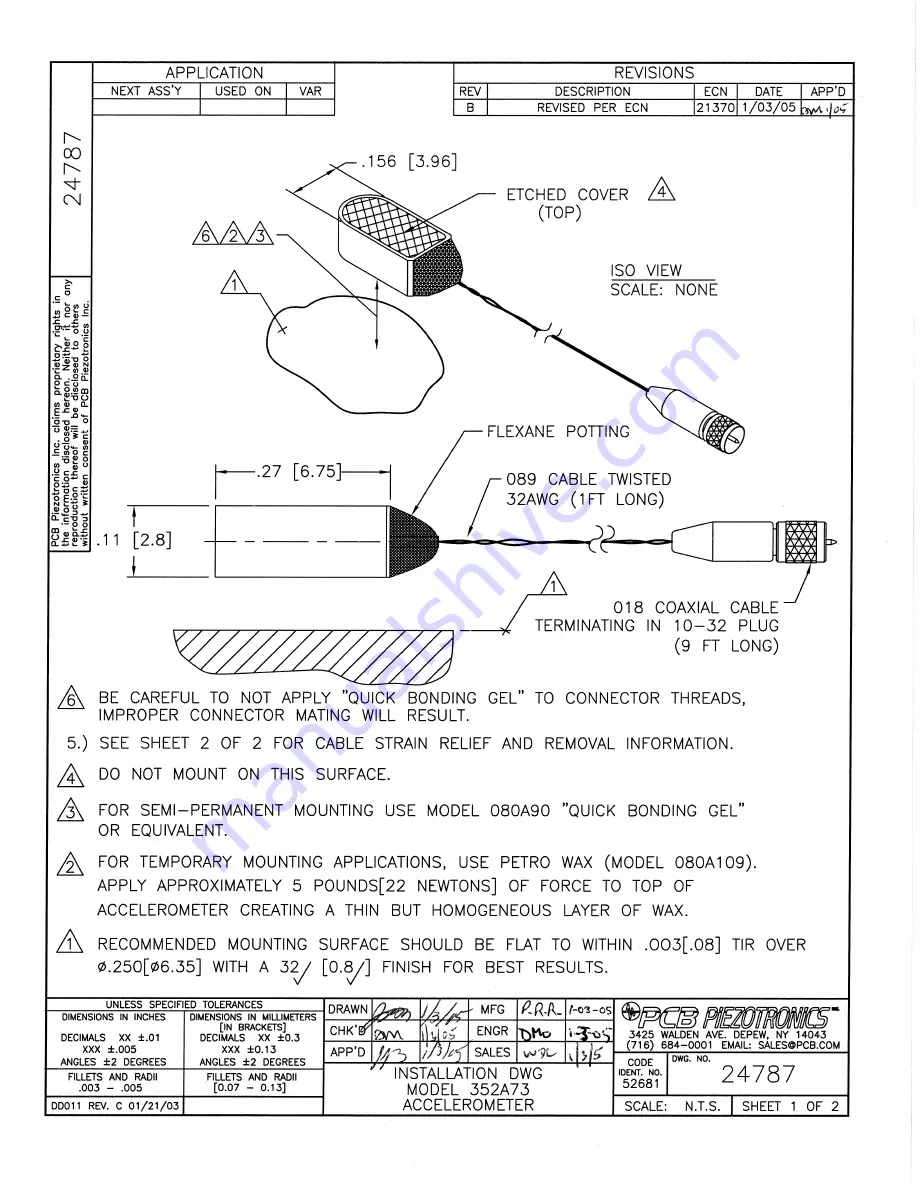 PCB Piezotronics 352A73 Installation And Operating Manual Download Page 14