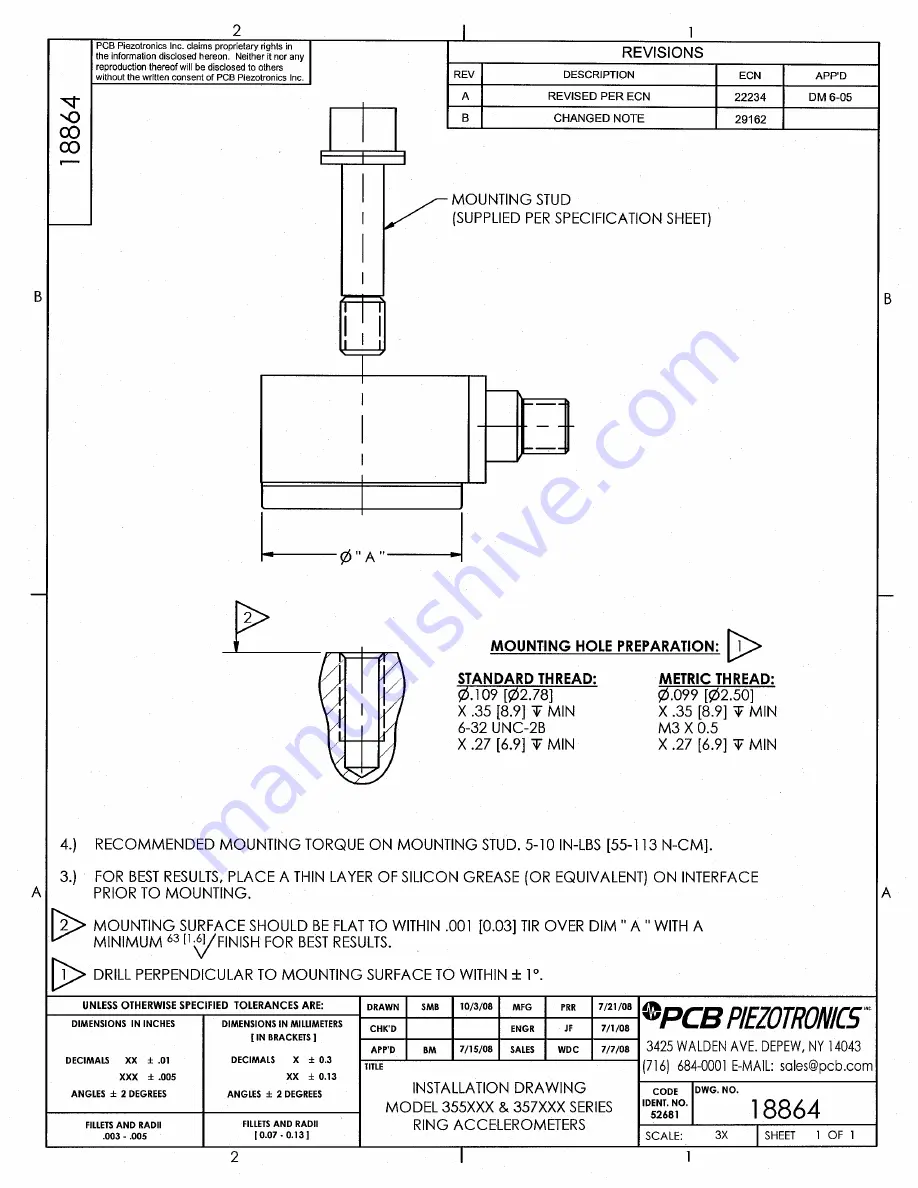 PCB Piezotronics 357A05 Installation And Operating Manual Download Page 12