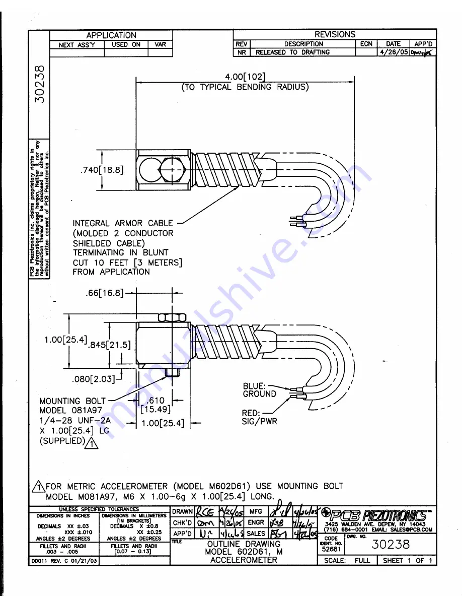 PCB Piezotronics 602D61 Installation And Operating Manual Download Page 19