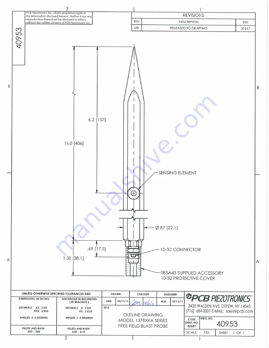 PCB Piezotronics ICP 137B22A Installation And Operating Manual Download Page 7