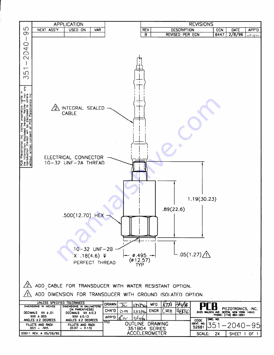 PCB Piezotronics ICP J351B04 Installation And Operating Manual Download Page 17