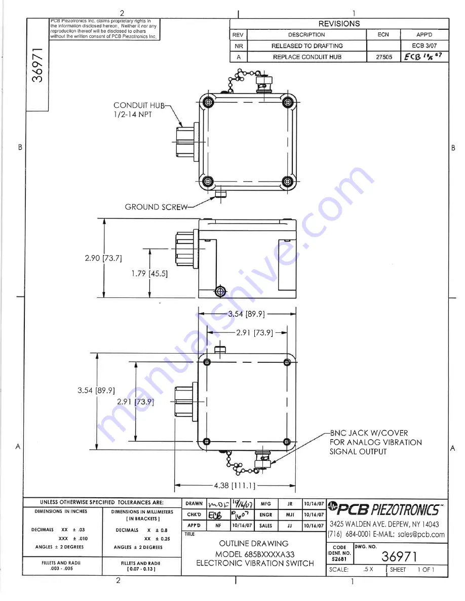 PCB Piezotronics IMI Sensors 685B0000A33 Installation And Operating Manual Download Page 25