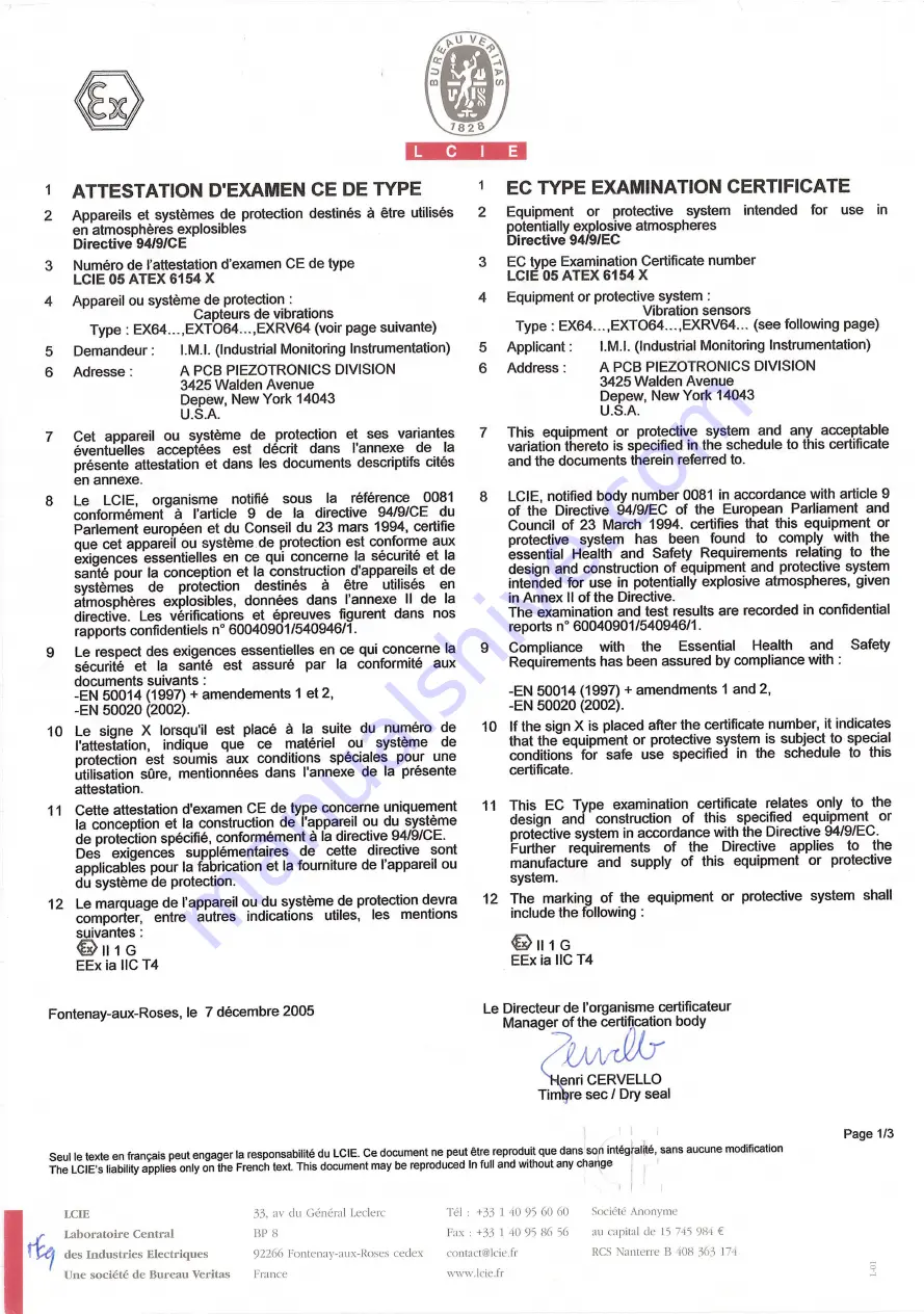 PCB Piezotronics IMI SENSORS EX640B61 Installation And Operating Manual Download Page 31