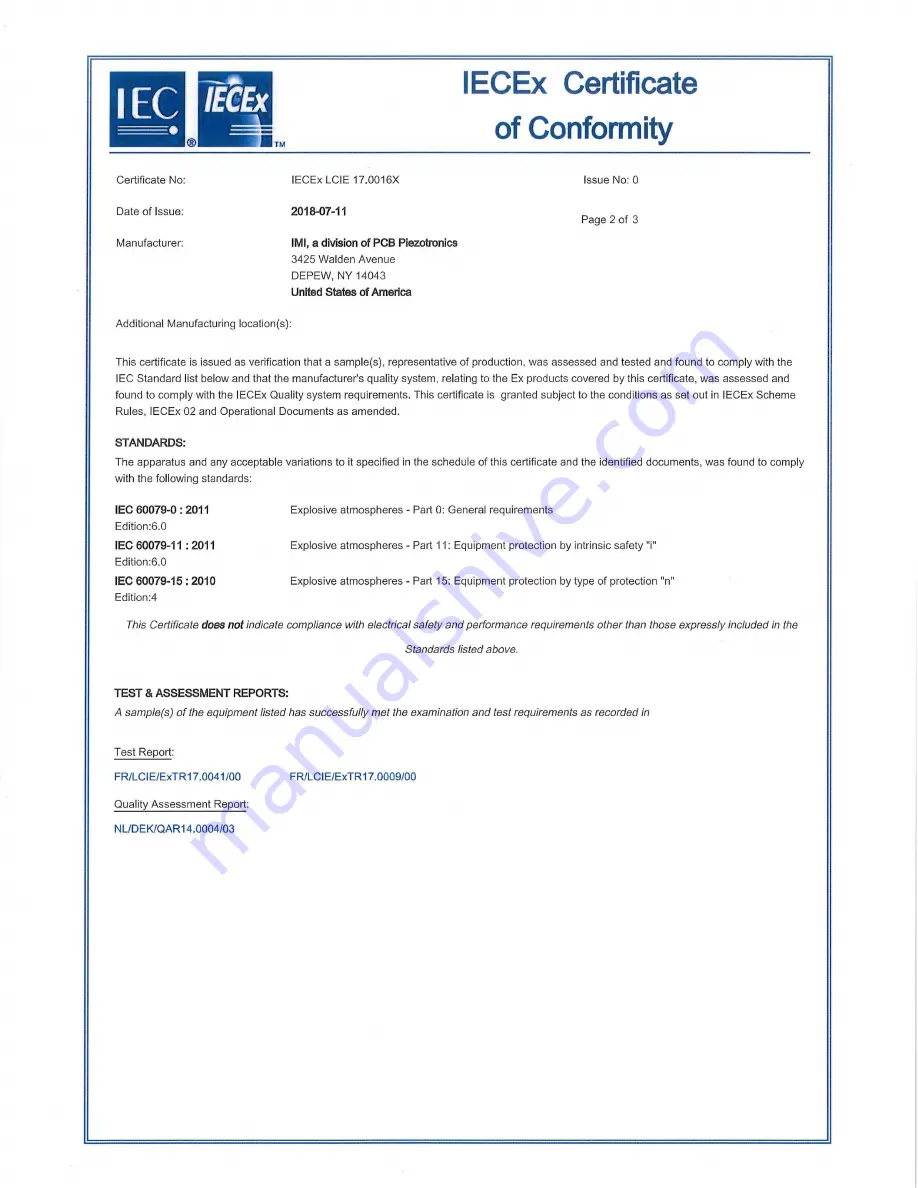 PCB Piezotronics IMI Sensors EX641B61 Скачать руководство пользователя страница 32