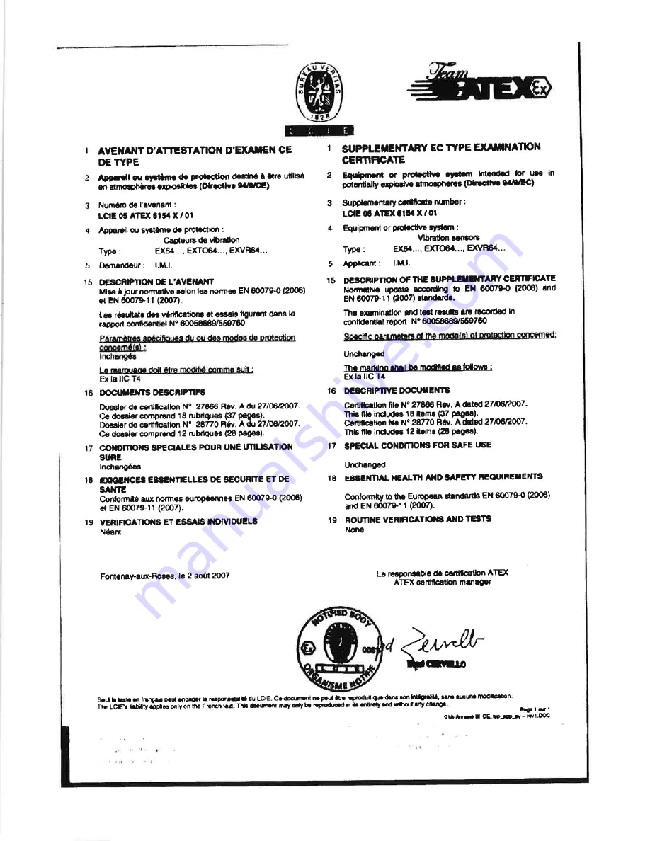 PCB Piezotronics IMI SENSORS EX642A12 Installation And Operating Manual Download Page 29