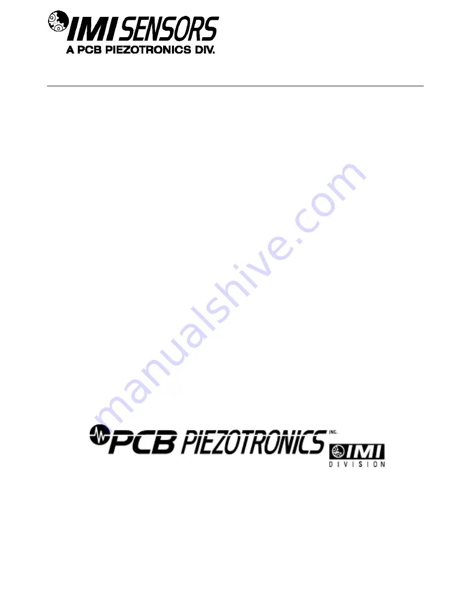 PCB Piezotronics IMI SENSORS HT645B01 Installation And Operating Manual Download Page 20