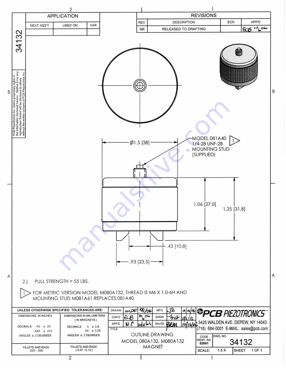 PCB Piezotronics IMI Sensors M080A132 Скачать руководство пользователя страница 6