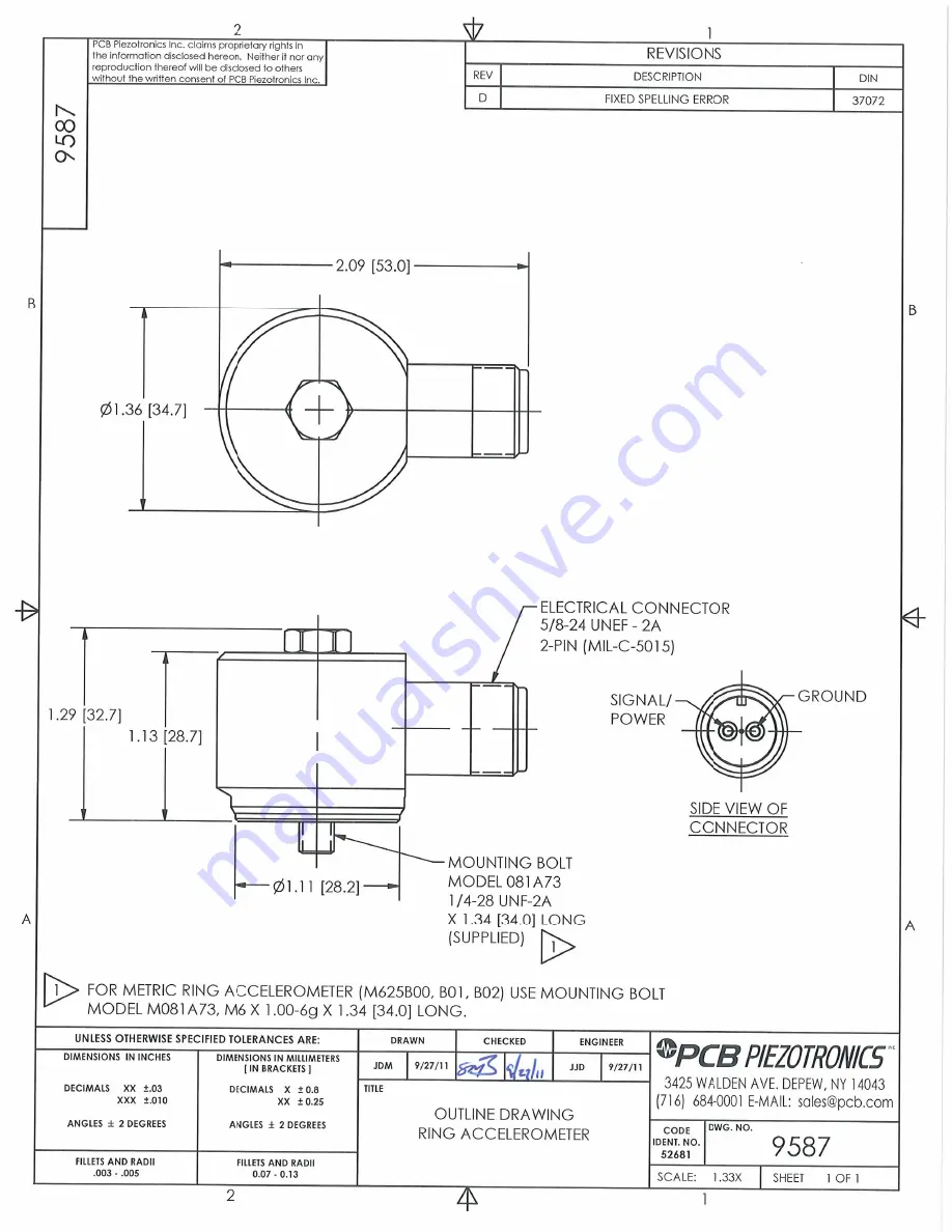 PCB Piezotronics IMI SENSORS M625B01 Скачать руководство пользователя страница 19