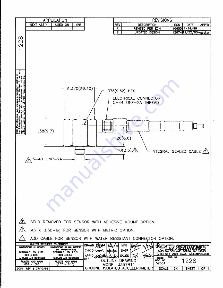 PCB Piezotronics J357B11 Installation And Operating Manual Download Page 14