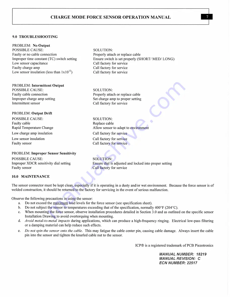 PCB Piezotronics M215B Installation And Operating Manual Download Page 12