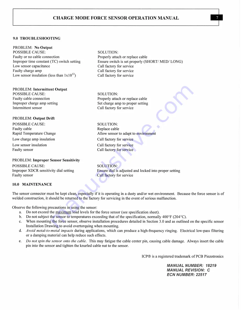 PCB Piezotronics M216B Installation And Operating Manual Download Page 12